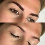 Semi-permanent bold powder brows offering long-lasting definition in Exeter, UK.