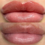 Glossy effect semi-permanent lip blush providing a hydrated and polished look in Exeter.