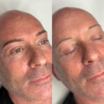 Before and after of semi-permanent combination brows transformation in Exeter, UK