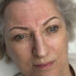 Healed PMU combination brows with natural hairstrokes and gentle powder finish
