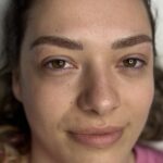 Close-up of freshly done nano brows with natural hair-stroke effect in Exeter